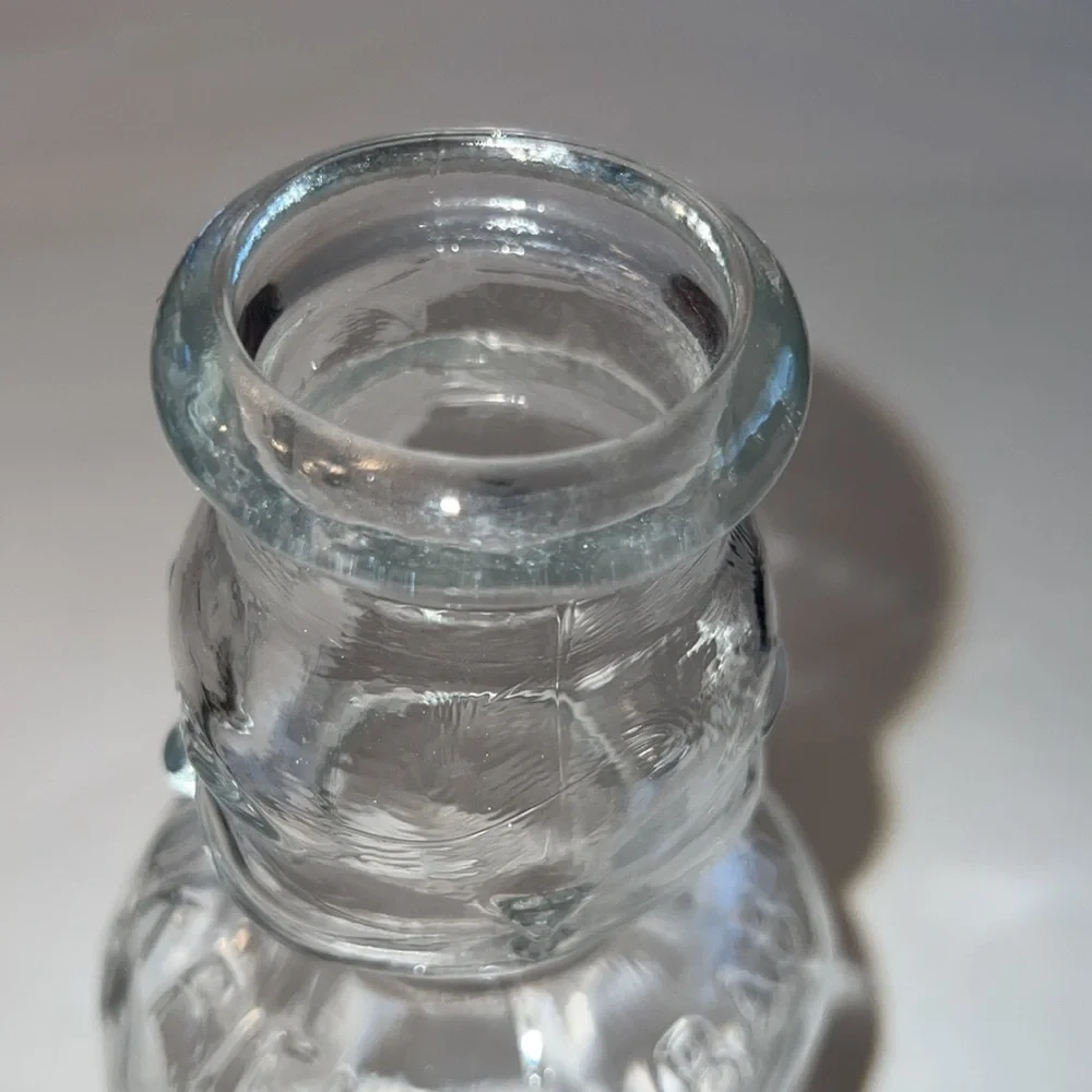 Vintage Brookfield Baby Face Double Top Clear Glass Quart Milk Bottle 1940s